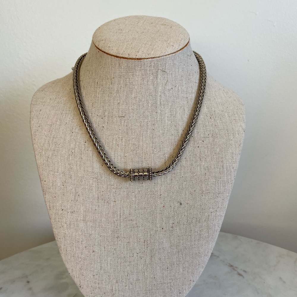 Silver Chain Necklace with Gold tone Clasp